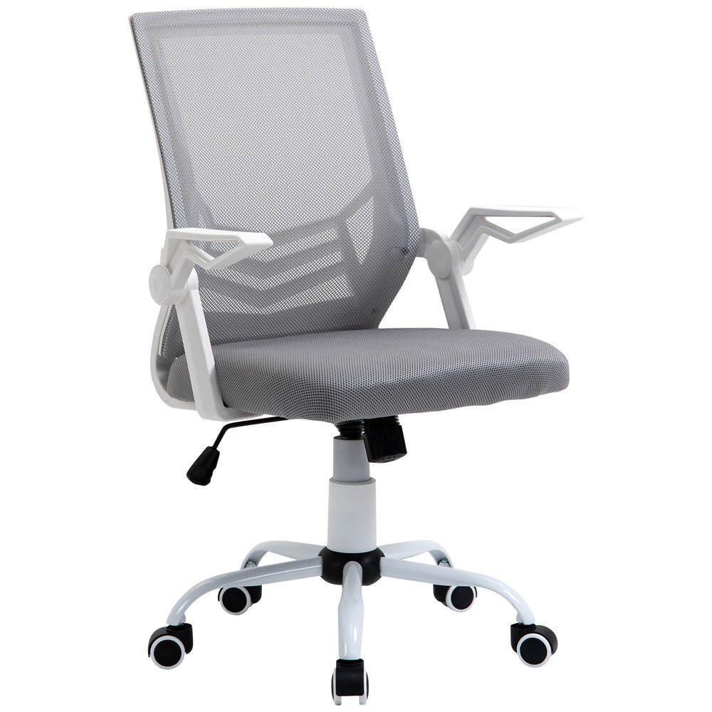 Vinsetto cadeira de escritório ergonômica cadeira de escritório giratória com altura ajustável apoio para os braços dobrável suporte lombar e encosto transpirável 62,5x55x94-104cm gris