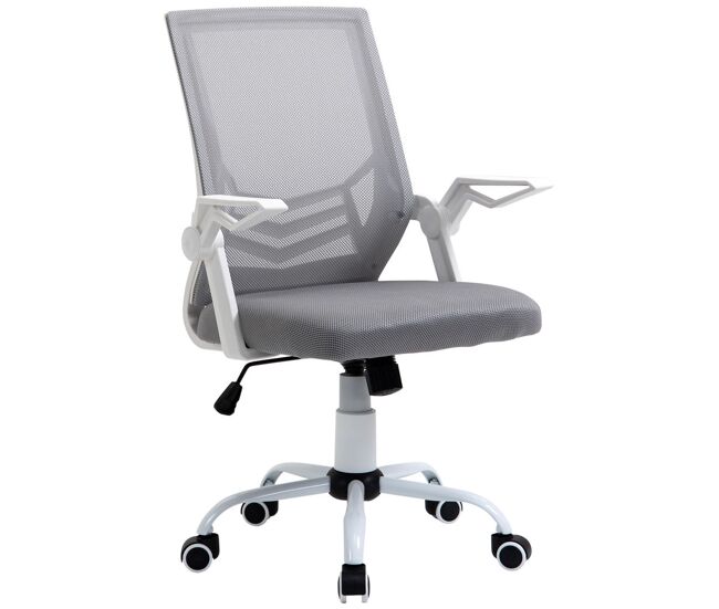 Vinsetto cadeira de escritório ergonômica cadeira de escritório giratória com altura ajustável apoio para os braços dobrável suporte lombar e encosto transpirável 62,5x55x94-104cm gris