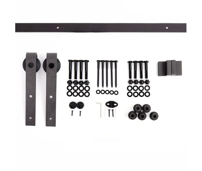 Homcom kit de instalação de calha para porta de correr sem obra - cor castanho - aço carbono – 200 x 4 x 0,6 cm