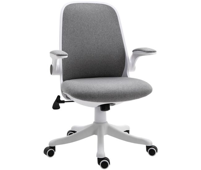Vinsetto cadeira de escritório giratória função de inclinação altura ajustável ergonômica com apoio de braço elevavel carga 120 kg 62,5x60x94-104cm gris