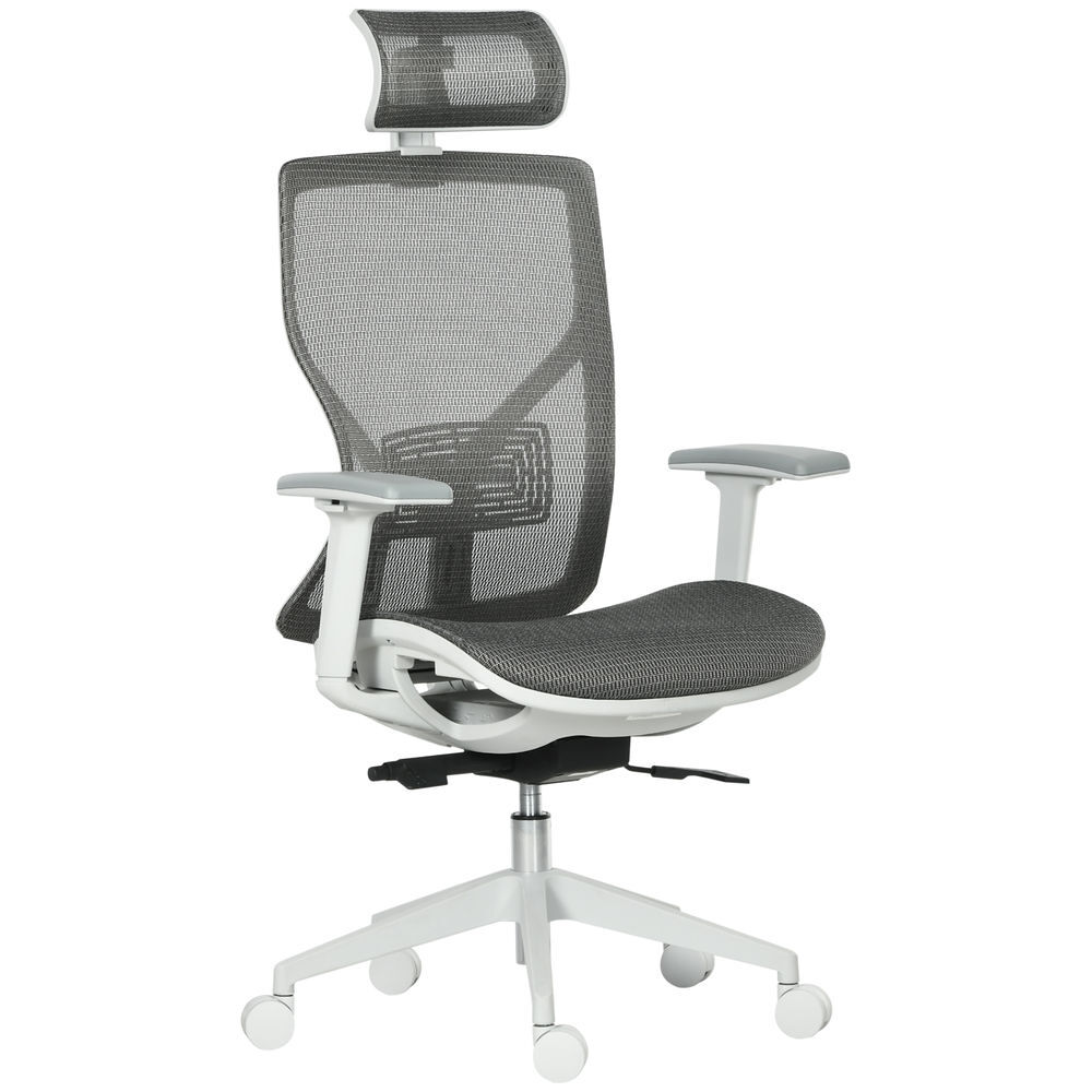 Vinsetto cadeira de escritório giratória cadeira de escritório com altura ajustável apoio para os braços apoio para a cabeça e suporte lombar reguláveis encosto alto 67x65x120-128cm gris