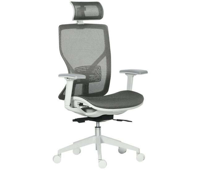 Vinsetto cadeira de escritório giratória cadeira de escritório com altura ajustável apoio para os braços apoio para a cabeça e suporte lombar reguláveis encosto alto 67x65x120-128cm gris