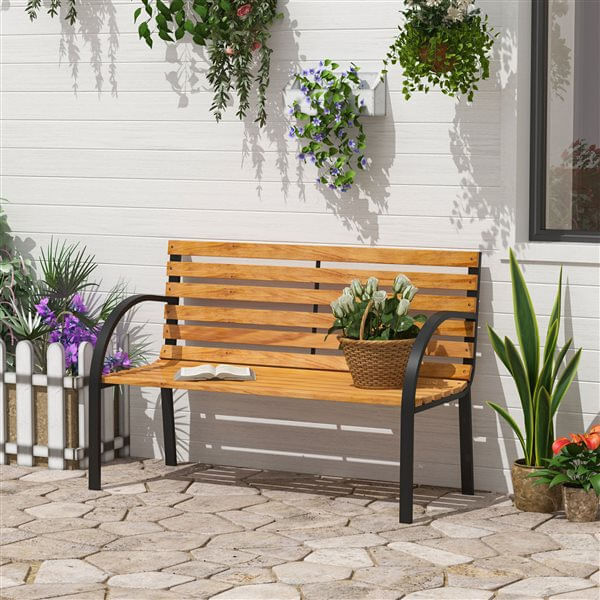 Banco de parque Aço e madeira Outsunny 122x60