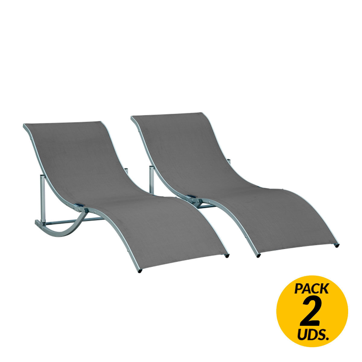 Conjunto Espreguiçadeiras Aliminio e Textilene Outsunny Cinza