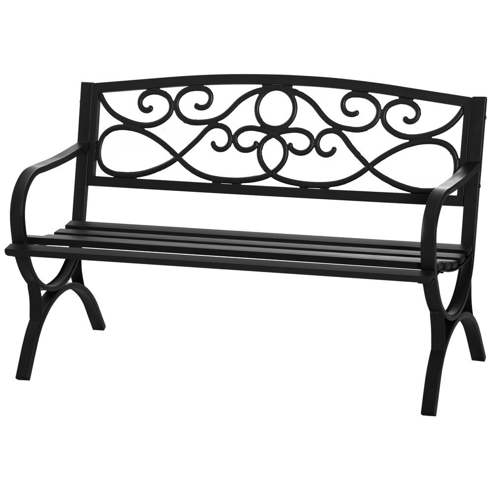 Banco de Jardim Aço e Ferro Fundido Outsunny 128x58
