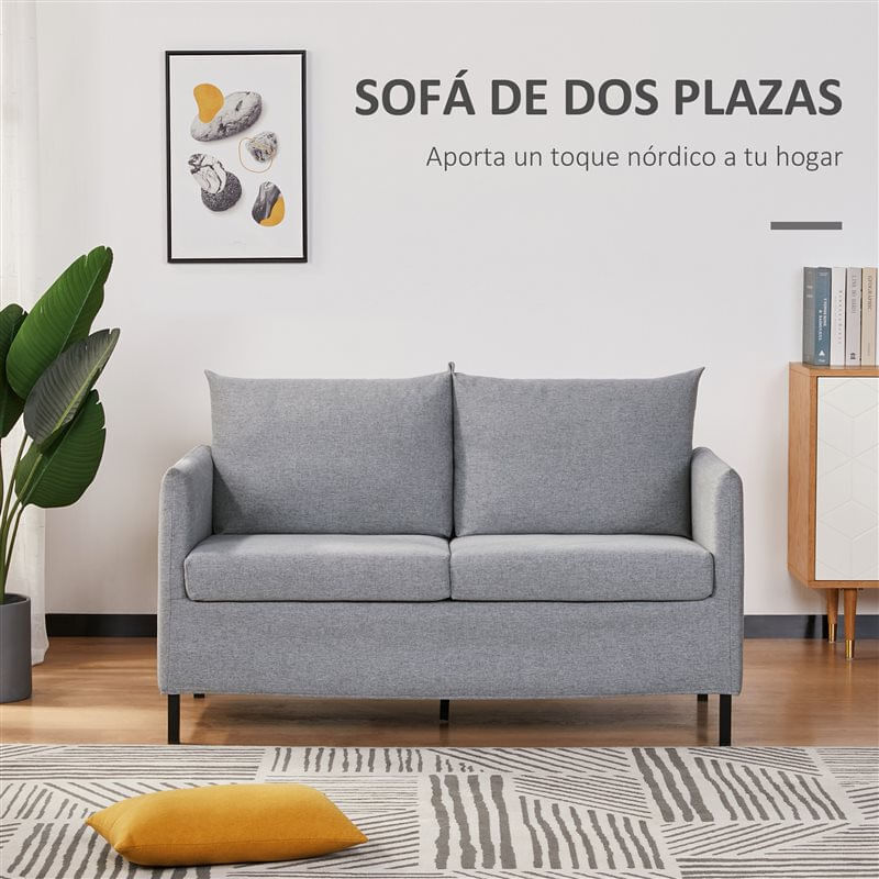 Sofá 2 Lugares Poliéster, Espuma e Aço HOMCOM, casa - sófas