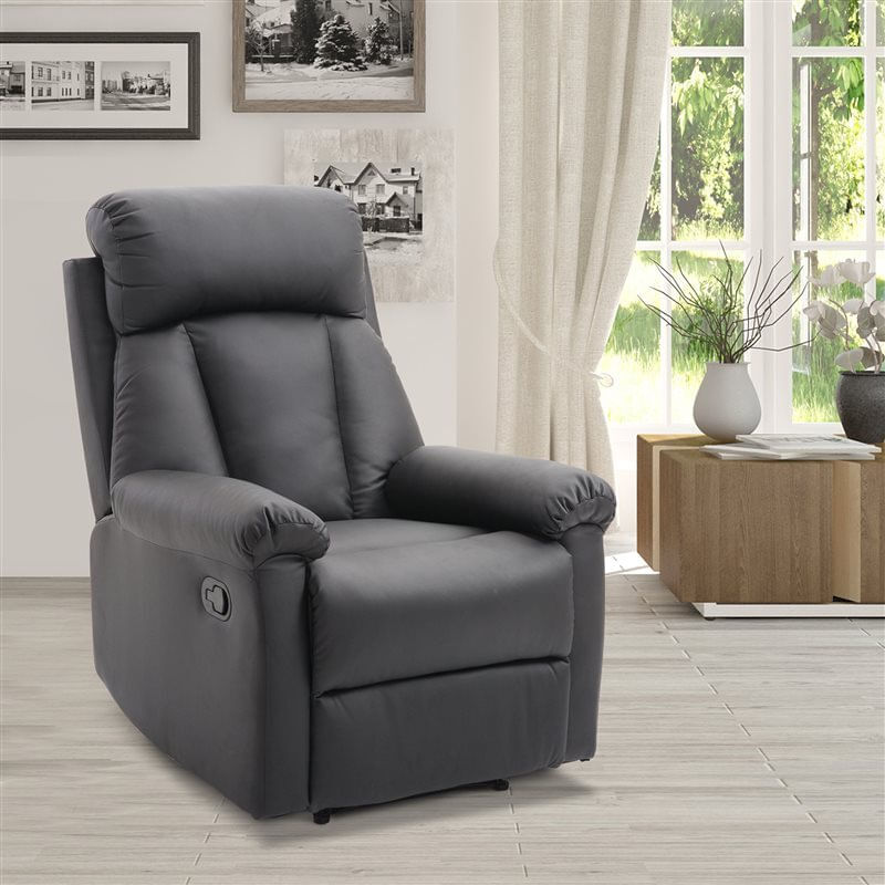 Poltrona Reclinável Aço, MDF, PU e Espuma HOMCOM