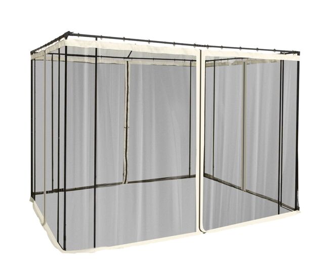 Outsunny 4 painéis laterais 302x207 cm para tenda de jardim mosquiteira para gazebo com zíperes e anéis pretos