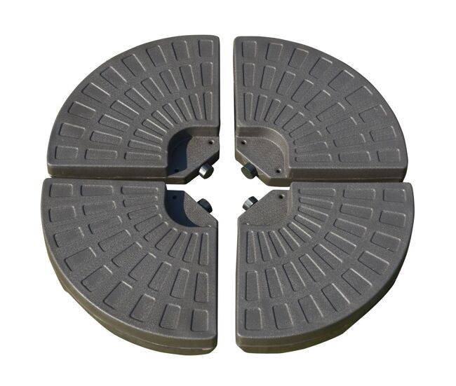 Outsunny base para chapéu de sol em 4 partes recarregável com areia ou água desmontável para jardim pátio ar livre 100x100x10,5cm marrom