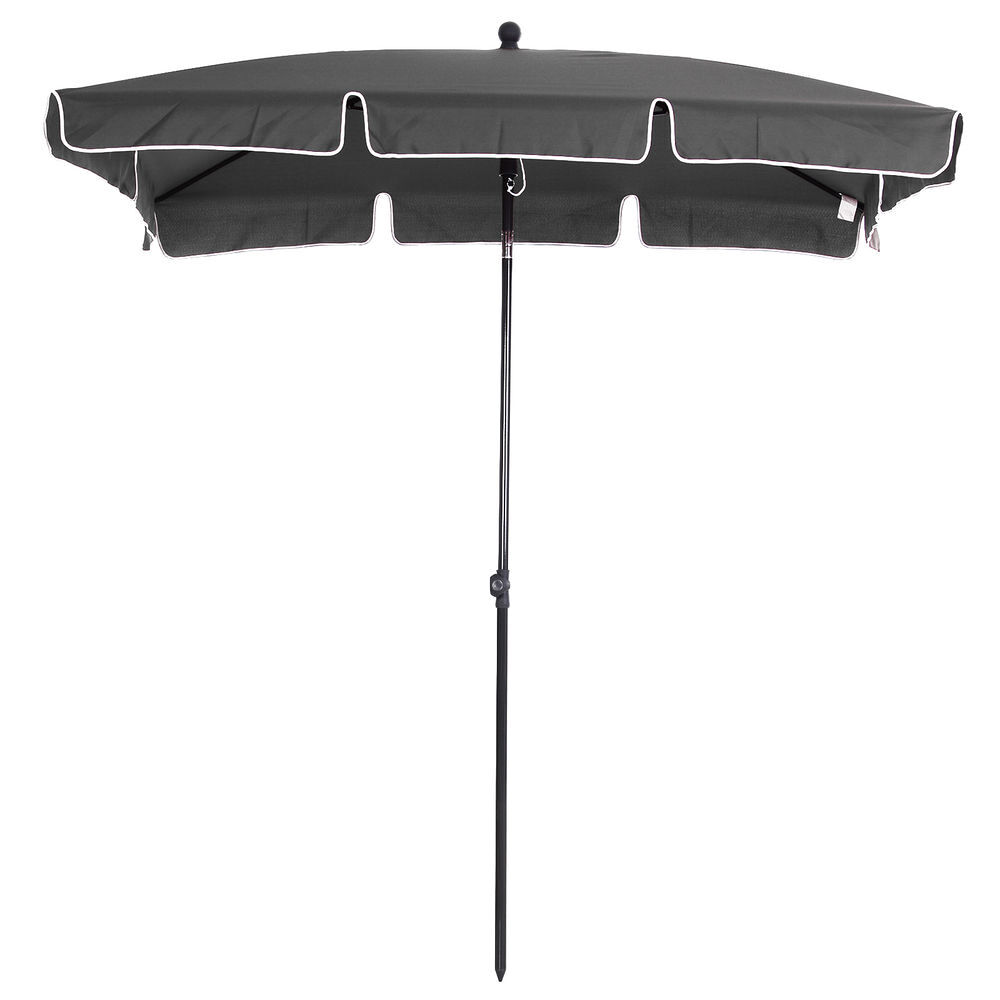 Outsunny chapéu de sol retangular de jardim 198x130x240cm chapéu de sol de alumínio com função de inclinação para terraço pátio exterior cinza