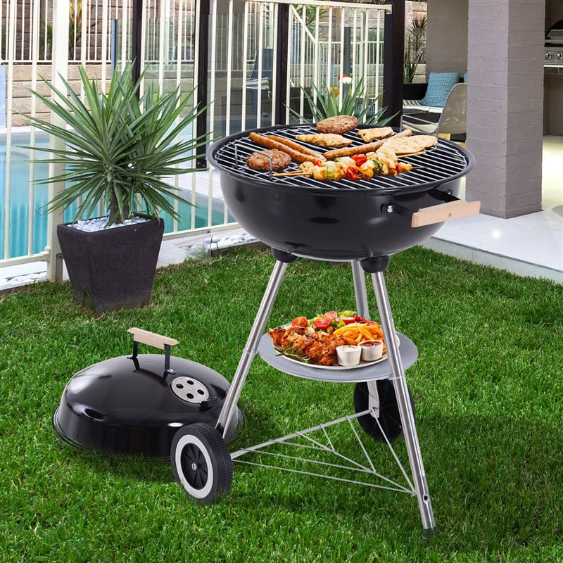 Barbecue a Carvão Metal e Porcelana Outsunny