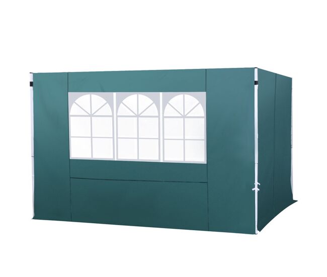 Outsunny 2 paredes laterais para tenda 3x3 m parede lateral de substituição de tecido oxford com janela 300x200 cm verde