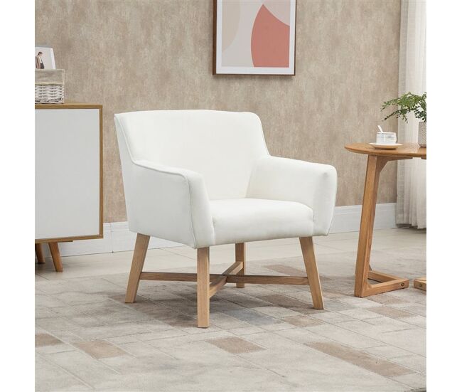 Homcom poltrona de sala de estar estofada em veludo poltrona relax moderna com apoio para os braços acolchoados pés de madeira e base cruzada para
