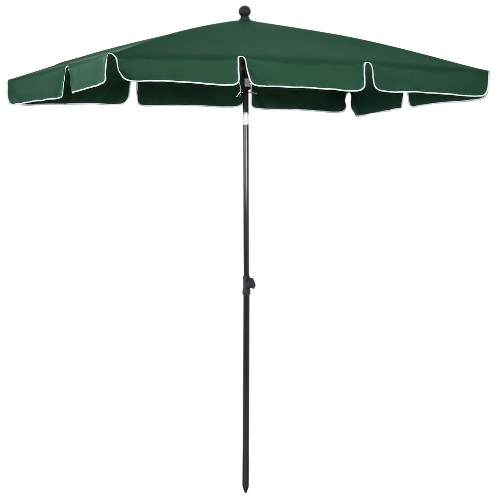 Outsunny chapéu de sol retangular de jardim 198x130x240cm chapéu de sol de alumínio com função de inclinação para terraço pátio exterior verde