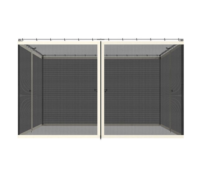 Outsunny 4 painéis laterais 335x207 cm para tenda de jardimmosquiteira para gazebo com zíperes e anéis preto