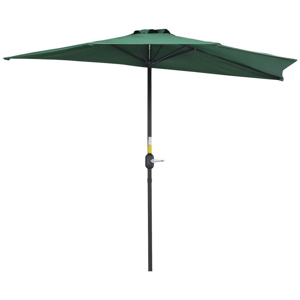 Outsunny chapéu de sol 269x138x236 cm guarda-sol de jardim com manivela e forma semicircular tecido poliéster 180 g/m² para exterior terraço pátio