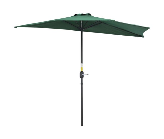 Outsunny chapéu de sol 269x138x236 cm guarda-sol de jardim com manivela e forma semicircular tecido poliéster 180 g/m² para exterior terraço pátio