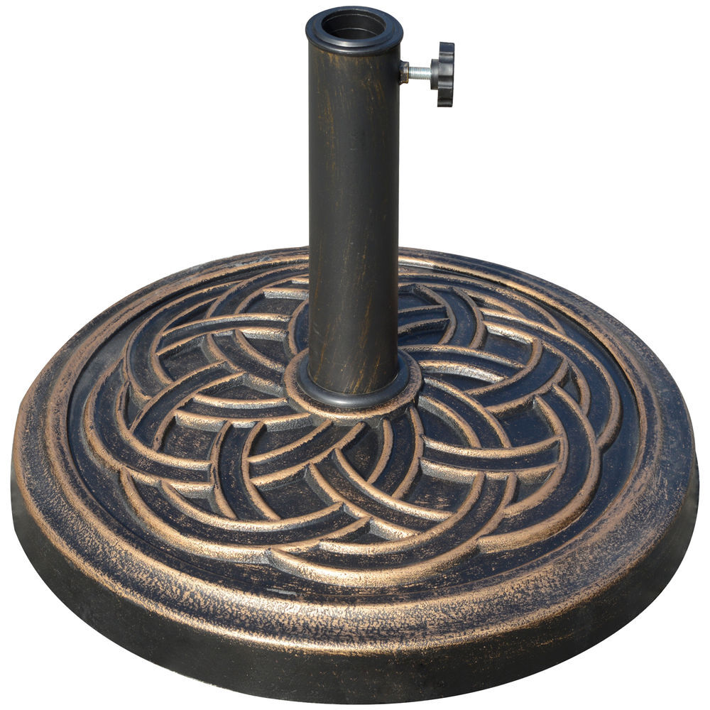 Outsunny base chapéu de sol de jardim suporte para chapéu de sol redondo para mastros de 38mm/48mm resina e aço para terraço pátio exterior ø45x33cm