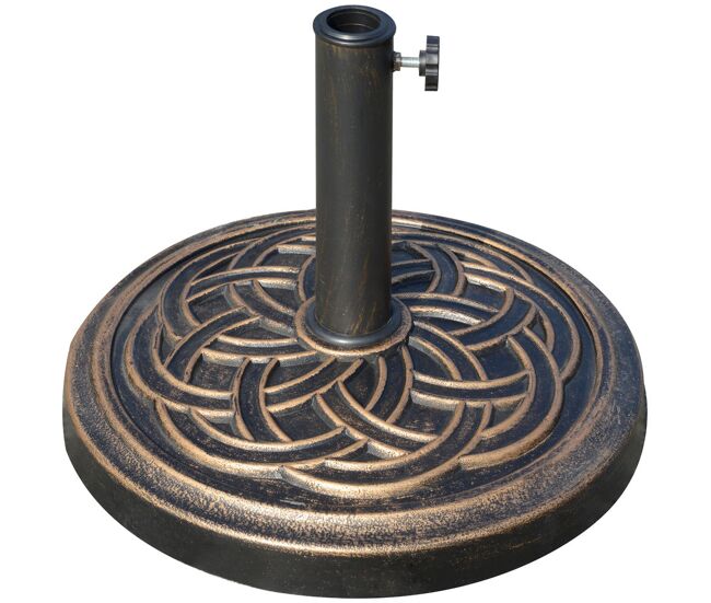 Outsunny base chapéu de sol de jardim suporte para chapéu de sol redondo para mastros de 38mm/48mm resina e aço para terraço pátio exterior ø45x33cm