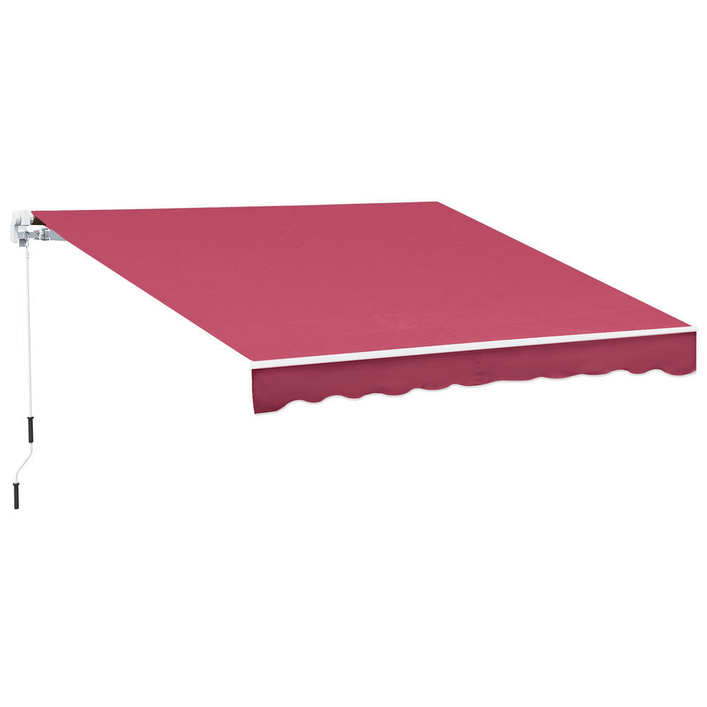 Outsunny toldo manual retrátil 395x245 cm, toldo exterior para terraço com ângulo ajustável, braço articulado, montagem na parede, estrutura de