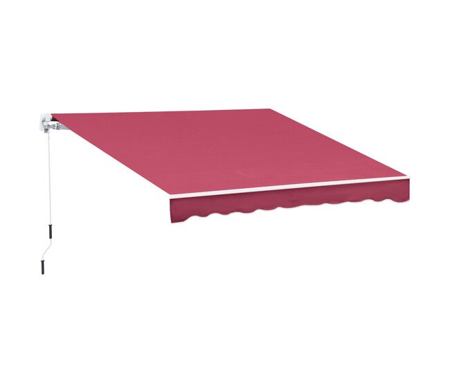 Outsunny toldo manual retrátil 395x245 cm, toldo exterior para terraço com ângulo ajustável, braço articulado, montagem na parede, estrutura de
