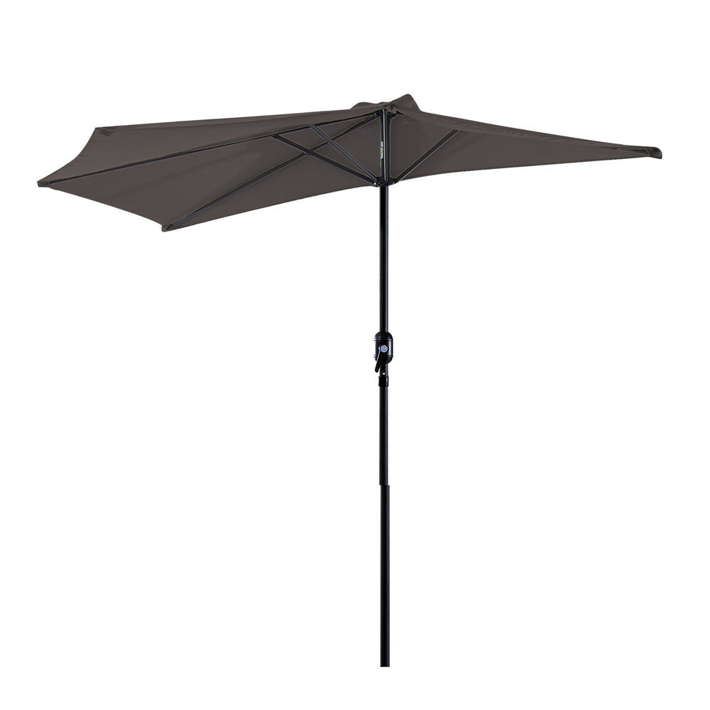 Outsunny chapéu de sol 269x138x236 cm guarda-sol de jardim com manivela e forma semicircular tecido poliéster 180 g/m² para exterior terraço pátio