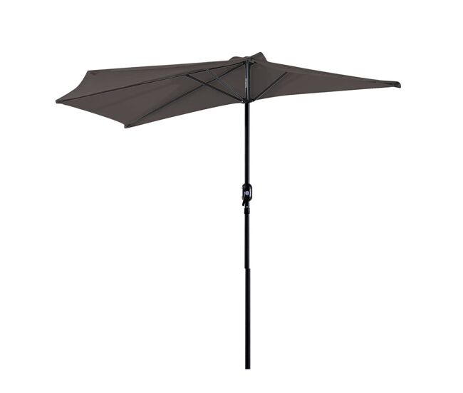 Outsunny chapéu de sol 269x138x236 cm guarda-sol de jardim com manivela e forma semicircular tecido poliéster 180 g/m² para exterior terraço pátio