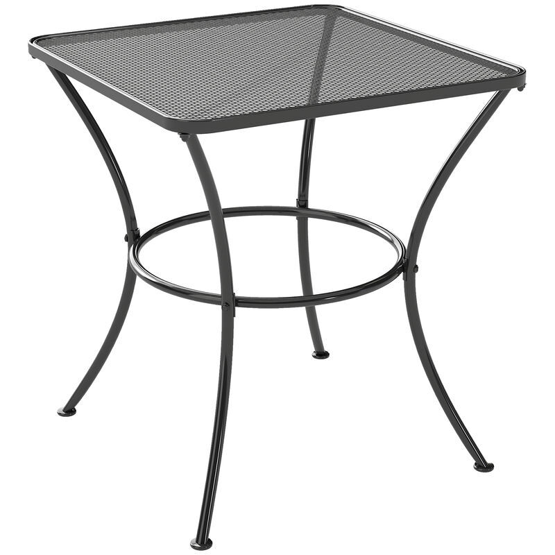 Outsunny mesa auxiliar quadrada mesa de jardim exterior com estrutura de metal para pátio terraço varanda 45x45x50 cm preto