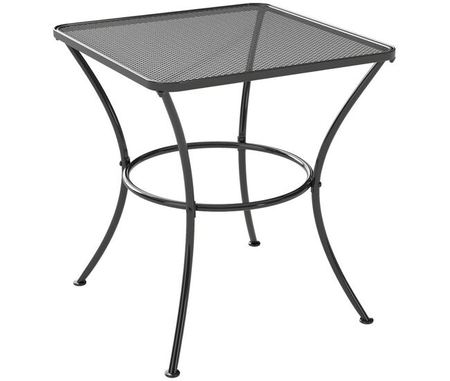 Outsunny mesa auxiliar quadrada mesa de jardim exterior com estrutura de metal para pátio terraço varanda 45x45x50 cm preto