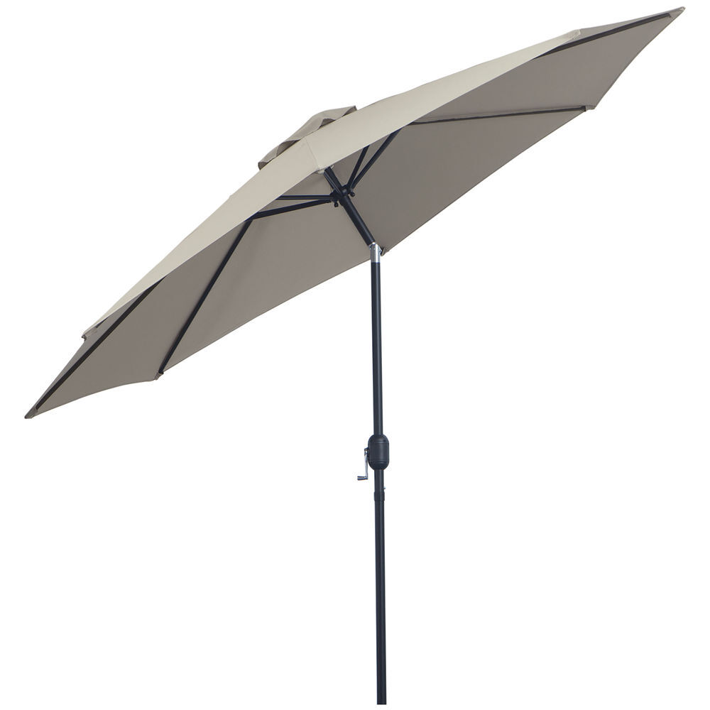 Outsunny sombrinha de jardim ø300x250 cm com manivela, parasol exterior com mecanismo de inclinação e poste desmontável de metal para terraço piscina