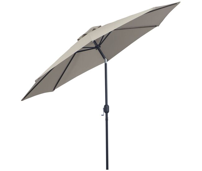 Outsunny sombrinha de jardim ø300x250 cm com manivela, parasol exterior com mecanismo de inclinação e poste desmontável de metal para terraço piscina