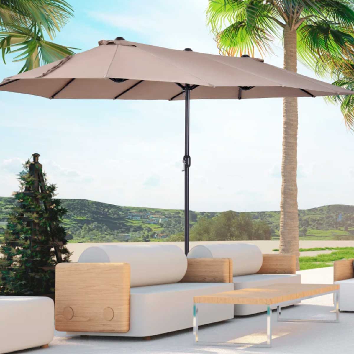 Chapéu de Sol Duplo Aço e Poliéster Outsunny 460x270