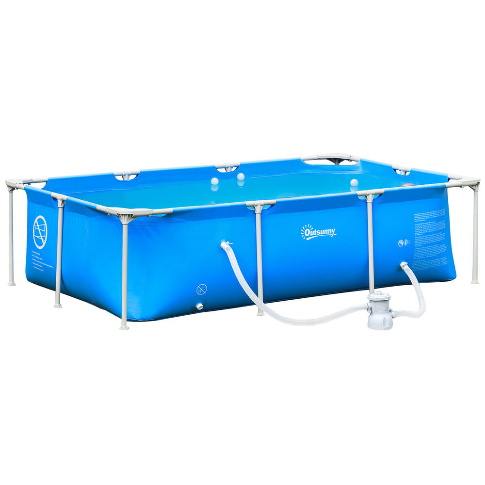 Piscina Desmontável PVC, Aço Outsunny