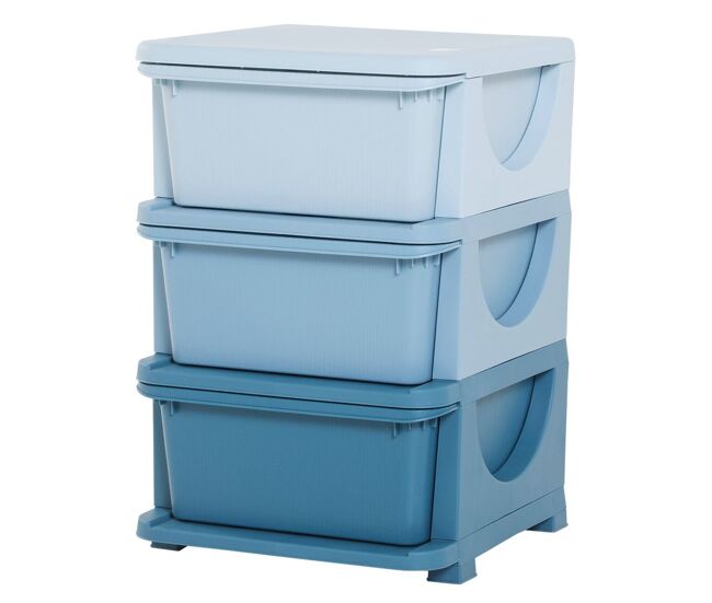 Homcom organizador de brinquedos para enfants acima de 3 anos com 3 gavetas arrumação para brinquedos roupas livros 37x37x56,5 cm bleu