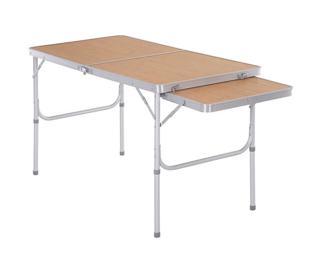 Mesa dobrável de camping portátil com aba rebatível mesa de piquenique com tampo mdf estrutura leve em alumínio suporta 30kg altura ajustável