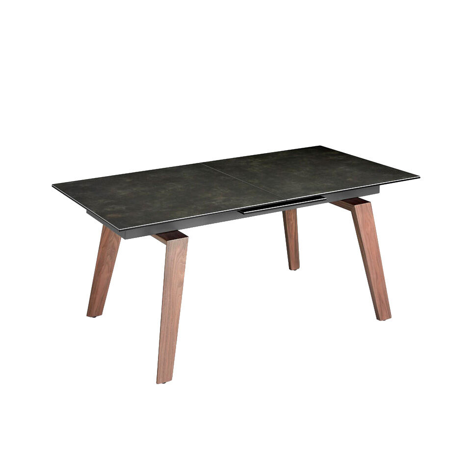 ANGEL CERDA Mesa de jantar extensível retangular mármore porcelânico e nogueira 230x90