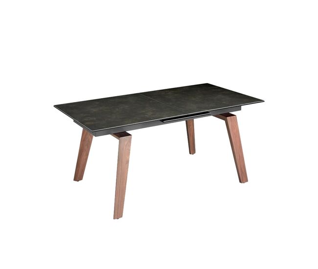 Angel cerda mesa de jantar extensível retangular mármore porcelânico e nogueira