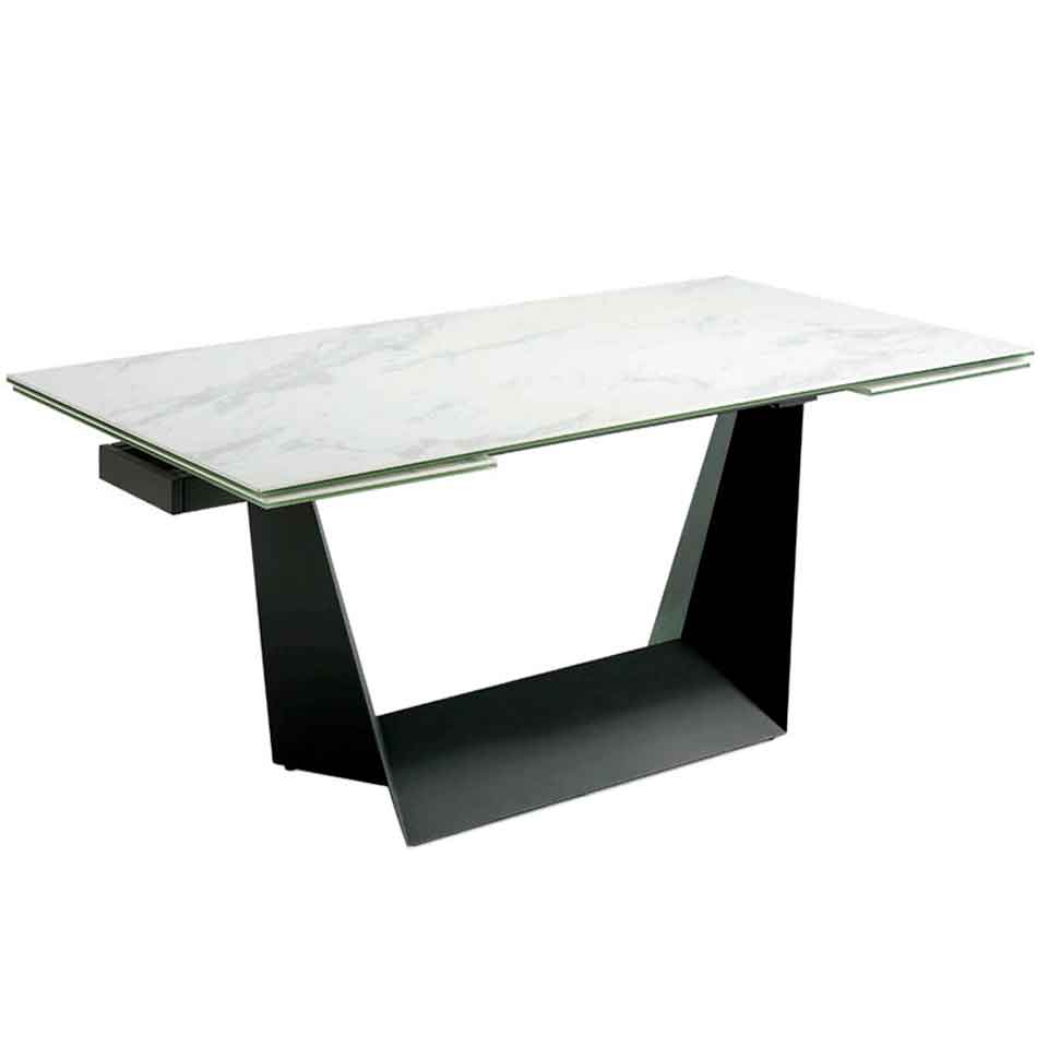 ANGEL CERDA Mesa de jantar extensível retangular mármore porcelânico e aço preto 270x90
