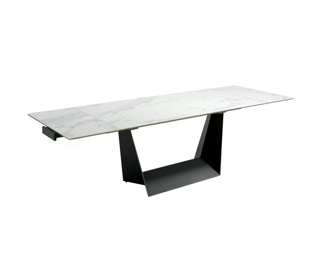 Angel cerda mesa de jantar extensível retangular mármore porcelânico e acier noir