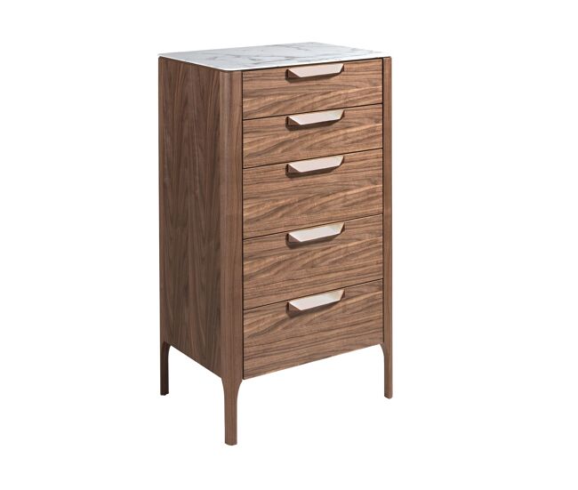 Angel cerda chiffonier em nogueira com tampo de vidro a imitar mármore