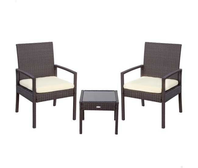 Conjunto de móveis de pátio com poltronas de vime e mesa aktive