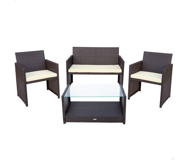 Conjunto de móveis de terraço de vime: 3 poltronas e 1 mesa aktive