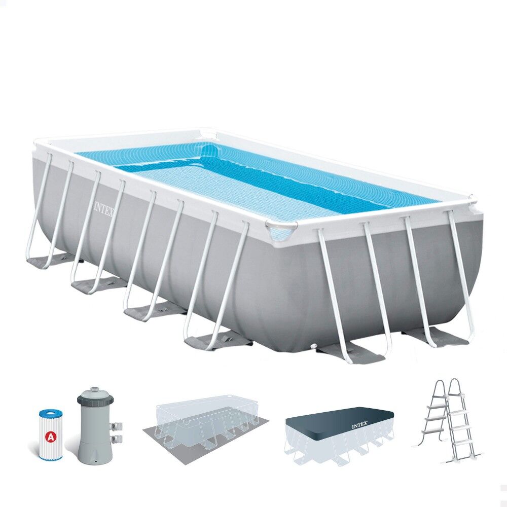 Piscina rectangular intex prisma frame 488x244x107 cm + purificador
