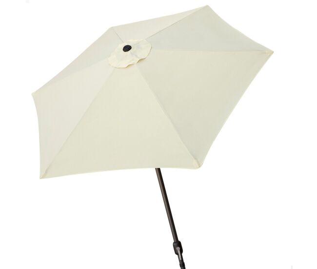 Chapéu-de-sol hexagonal com 270 cm de haste em alumínio de cor creme aktive garden
