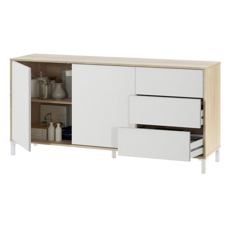Duehome Aparador Brooklyn Artik White (Branco Mate) - Carvalho Canadiano 154 X 74 X 41Cm Cm Madeira