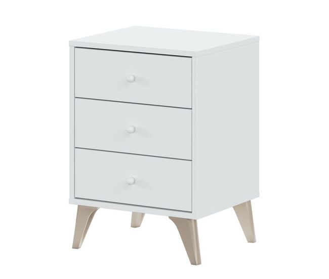Mesa de cabeceira 3 gavetas aglomerado blanc 56x40x33,5cm