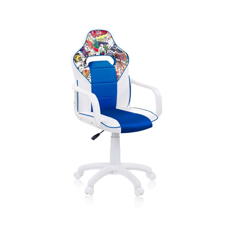Cadeira para jogos drw autocolante blanc bleu drw 46,5 x 98-108 x 46cm cm