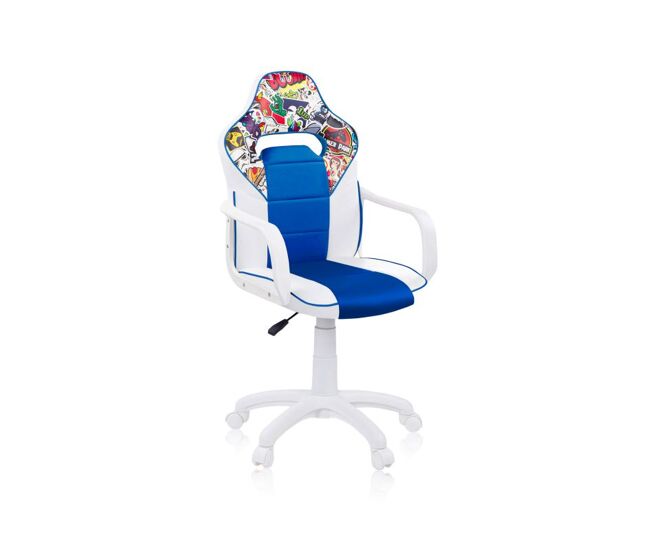 Cadeira para jogos drw autocolante blanc bleu drw 46,5 x 98-108 x 46cm cm