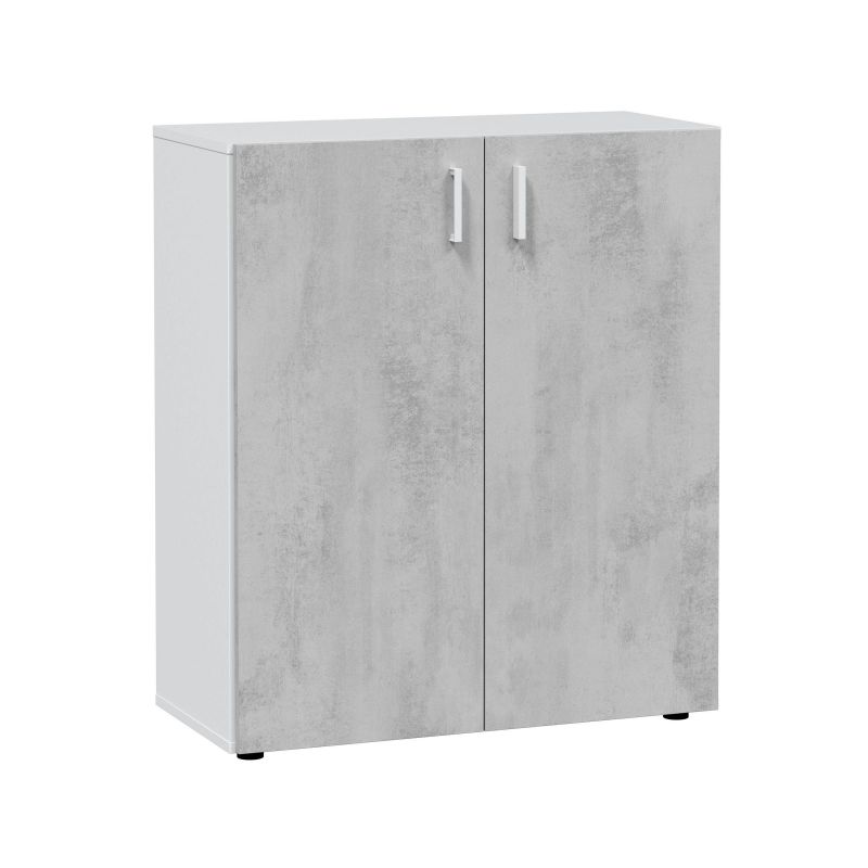 Armário multiusos 2 portas baixas blanco - cemento 80 x 92 x 37cm cm