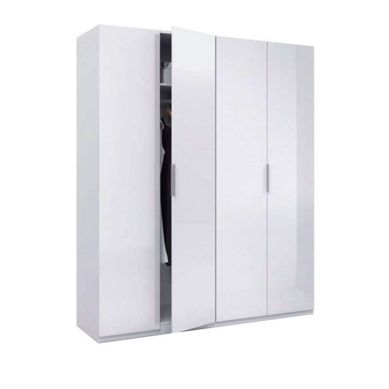 Roupeiro low cost 4 portas branco brilhante 180 x 200 x 52 cm